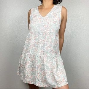Joie 100% Linen‎ Sleeveless Ditsy Floral Tiered Babydoll Mini Dress